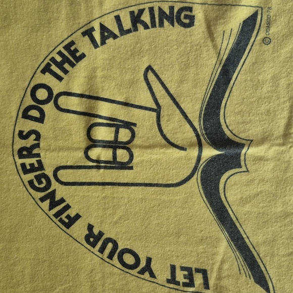 vtg 70s Single Stitch ASL I Love You T-Shirt M/L Let Your Fingers Do Talking Tee